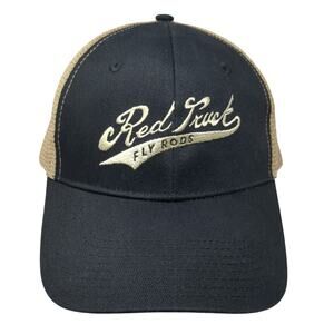 Red Truck Fly Rods Snapback Trucker Hat Black One Size Adjustable Mesh Back